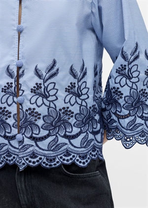 Vanna 3/4 bluse Winter Sky Stripes/Cloud Dancer Object 